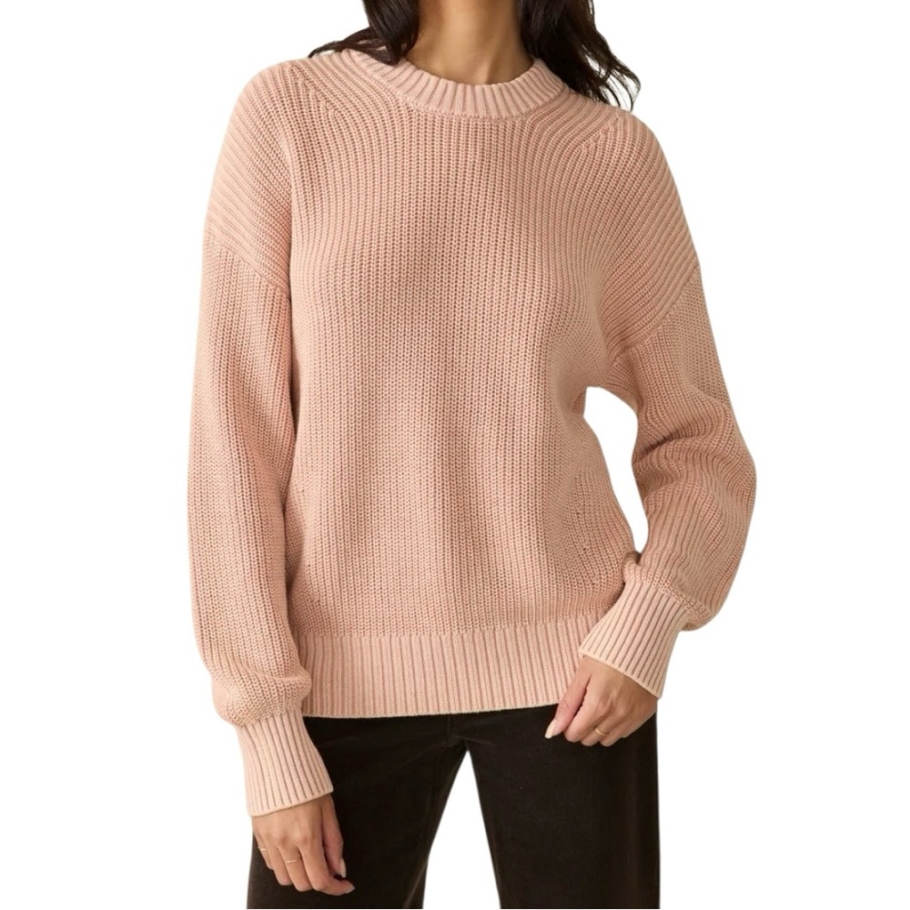Faherty Sunwashed Fisherman Sweater Mahogany Rose Size XL Organic Cotton
